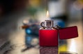 Metal lighter with flame Royalty Free Stock Photo