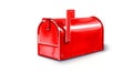 Red metal mailbox with handle and latch isolated on a white background Royalty Free Stock Photo