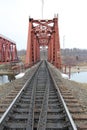 Red metal railway bridge Royalty Free Stock Photo
