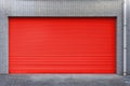 Red metal roller shutter doors on the ground floor of the house Royalty Free Stock Photo