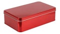 Red metal storage tin box isolated on white background Royalty Free Stock Photo