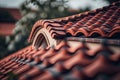 red metal tile roofing roof Generative AI