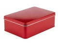 Red metal tin box isolated on white background Royalty Free Stock Photo