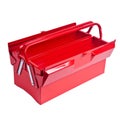 Red metal toolbox isolated on white Royalty Free Stock Photo