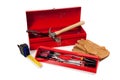 Red Metal Toolbox with tools Royalty Free Stock Photo