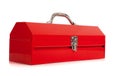 Red metal toolbox on white Royalty Free Stock Photo