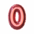 Red metallic balloon font Number 0 ZERO 3D