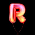 Red metallic balloon, inflated alphabet symbol R