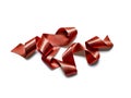 Red metallic ribbon on white