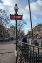 Red Metro sign and entrance in Paris, France Royalty Free Stock Photo