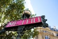 Red metro sign in Paris France Royalty Free Stock Photo