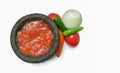 Mexican traditional spicy red sauce, top view. Royalty Free Stock Photo