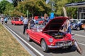 A red 1963 MG Tourer, a sports car, at a car show Royalty Free Stock Photo