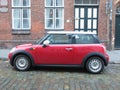 Red Mini Cooper car 2013 version in Hamburg Royalty Free Stock Photo