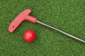 Red Mini Golf Putter and Ball