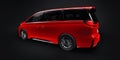 Red Minivan family city car. Premium Business Car. 3D illustration