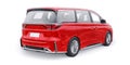 Red Minivan family city car. Premium Business Car. 3D illustration