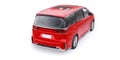 Red Minivan family city car. Premium Business Car. 3D illustration