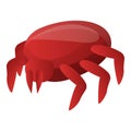 Red mite icon, cartoon style