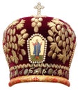 Red mitre - solemn headgear of the orthodox bisho Royalty Free Stock Photo
