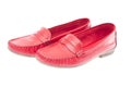 Red moccasins isolated on white background Royalty Free Stock Photo