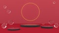 Red mockup stage glass spheres 3d Royalty Free Stock Photo