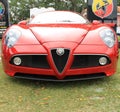 Red modern alfa romeo sports car front