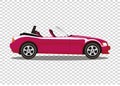 Red modern cartoon colored cabriolet car isolated on transparent Royalty Free Stock Photo