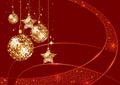 Red Modern Christmas Background with Gold Christmas Ornaments Royalty Free Stock Photo