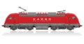 Red modern electric locomotive