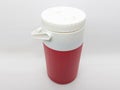 Red Modern Elegant Hot or Cold Drinking Beverages with White Handler Plastic Container for Kitchen Utensils in White Isolated 03