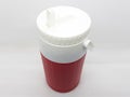 Red Modern Elegant Hot or Cold Drinking Beverages with White Handler Plastic Container for Kitchen Utensils in White Isolated 05