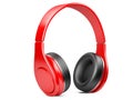 Red modern headphones on white