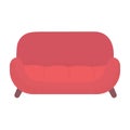 Red modern sofa with comfortable cushions. Stylish home furniture and living room interior vector illustration Royalty Free Stock Photo