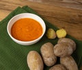 Red mojo rojo and green mojo verde sauces, traditional Tenerife dips, mojo picon dressing