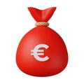 Red Money Bag Euro 3D Illustration Royalty Free Stock Photo