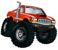 Red monster truck with big exhaust pipe Royalty Free Stock Photo