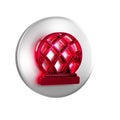 Red Montreal Biosphere icon isolated on transparent background. Silver circle button.