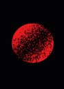 Red moon on black background with splashes of black paint,interesting graphic element for your logotypes and designs