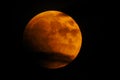 Red moon eclipse eclipsed by Earth and clouds