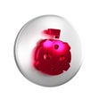 Red Moon with flag icon isolated on transparent background. Silver circle button. Royalty Free Stock Photo