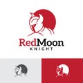 Red Moon Knight Horned Sparta Soldier Game Sport Logo