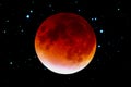 The red moon in the night sky close-up. 3D rendering Royalty Free Stock Photo