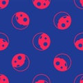 Red Moon phases icon isolated seamless pattern on blue background. Vector Royalty Free Stock Photo