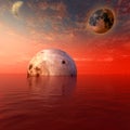 Red moon and planet Royalty Free Stock Photo