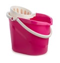 Red mop bucket for cleaning isolated on white background Royalty Free Stock Photo