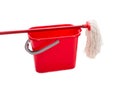 Red mop and bucket. Royalty Free Stock Photo