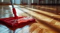 Red Mop Cleaning Hardwood Floor Royalty Free Stock Photo