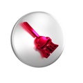 Red Mop icon isolated on transparent background. Cleaning service concept. Silver circle button. Royalty Free Stock Photo