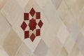 Red moroccan zellige on white tiles